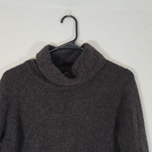J Crew Wool Aplaca Blend Fuzzy Nubby Turtleneck Sweater Dark Gray Medium - Picture 3 of 7